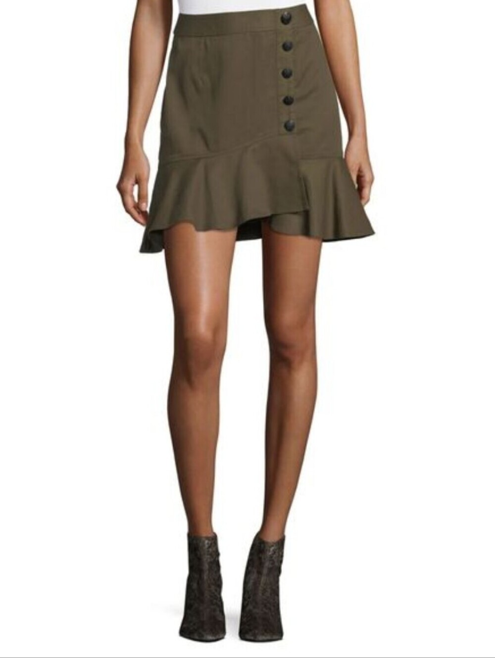 Veronica Beard Skirt Women's 8 Claremont Ruffled Army